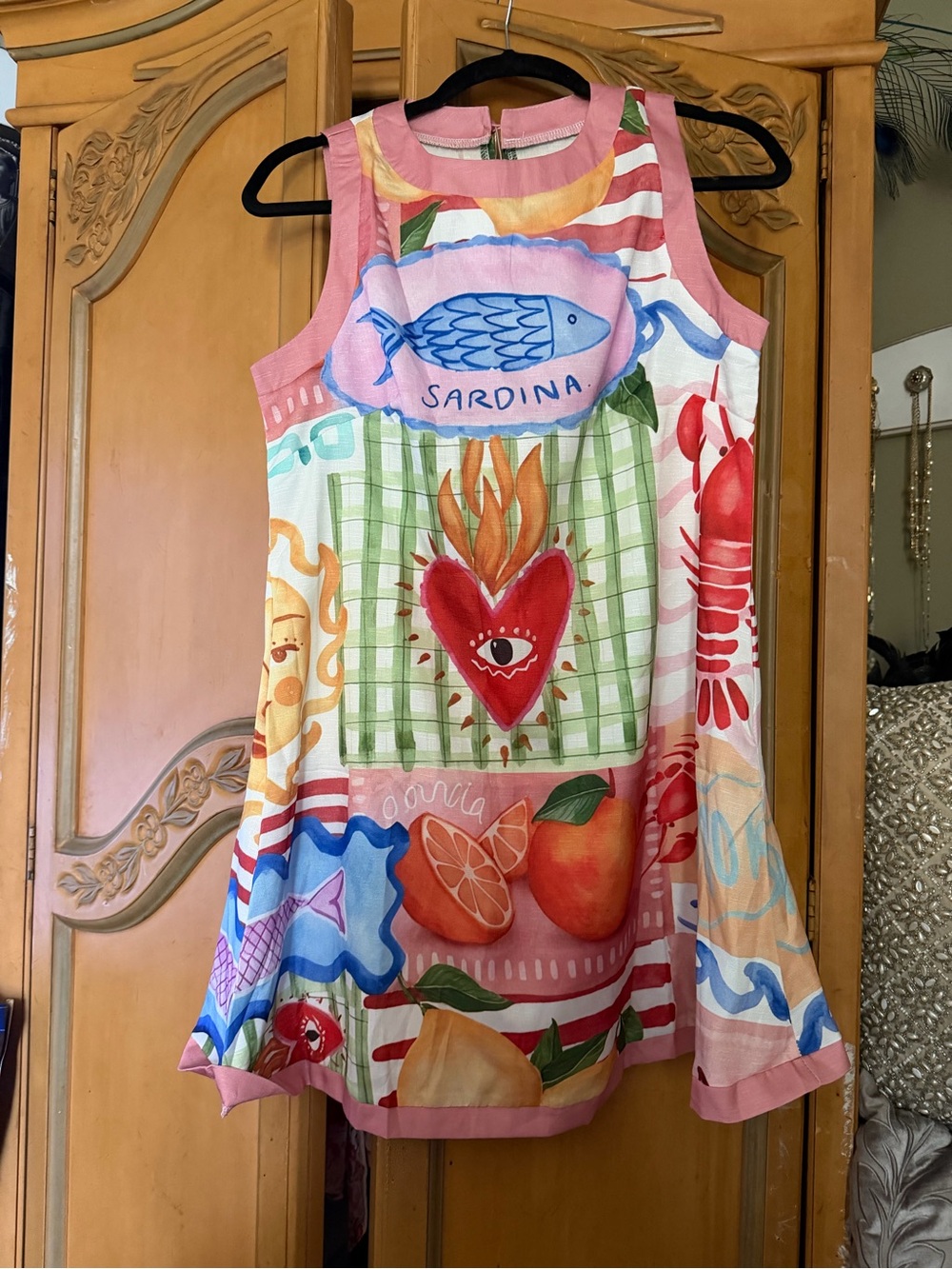 Sardine Pink Multi-Color Printed Mini Dress - Picture 4 of 9